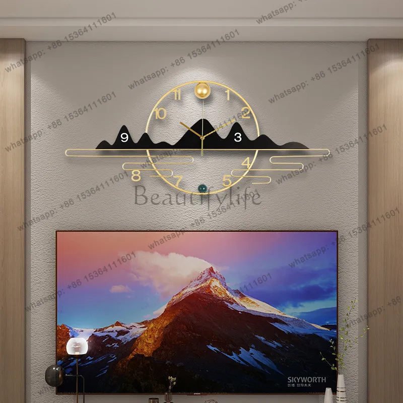 LJY Horizontal Quartz Wall Clock Modern Minimalist Silent Creative Design for Feature Wall Living Room Family Home Decor