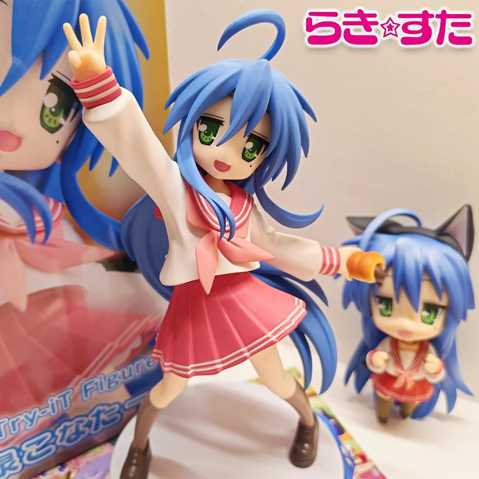 Anime Izumi Konata Lucky Star 17cm PVC Actionfigur Trio Try It Kawaii Schuluniform Sammlerstück Schreibtischdekoration Geburtstagsgeschenk