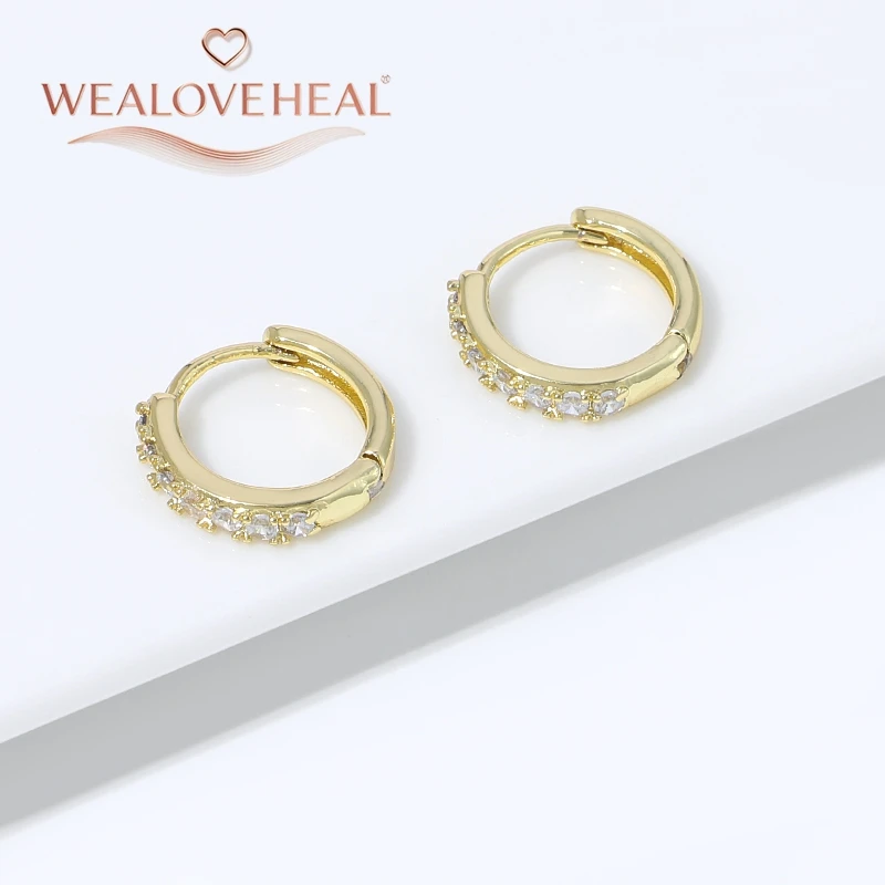 ohrringe damen,ohrringe,14K vergoldete Messing-Micro-Pave-CZ-Huggie-Hoop-Ohrringe, kleine, dünne Zirkonia-Knorpel-, Helix-, Tragus-Piercing-Schmuckstücke für Damen – Detail 19