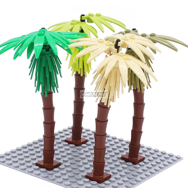 MARUMINE 4PCS Coconut Tree MOC City Plant Building Blocks Bricks Garden Bonsai Forest DIY Classic Model Kit 30338 30239