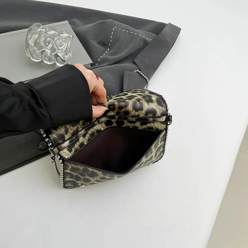 ليوبارد طباعة المرأة الوجه حقيبة كروسبودي سلسلة الموضة الهاتف المحمول محفظة السفر عطلة الكتف حقيبة ساعي كيس أنثى رئيسية