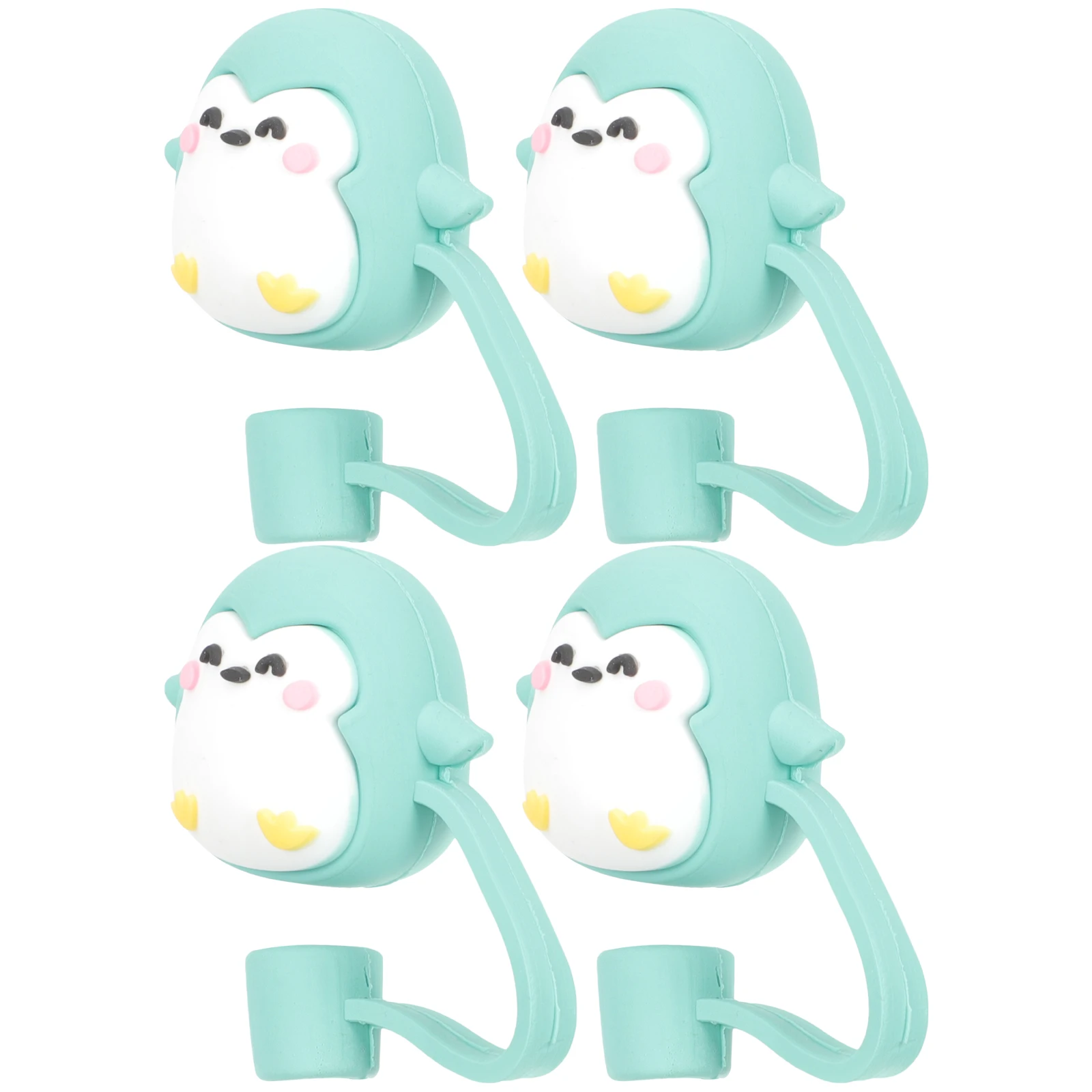 

4pcs Straw Covers Kawaii Penguin Toppers for Cups Bottles Reusable Washable Silicone Straw Caps PARTY Favors Drinking