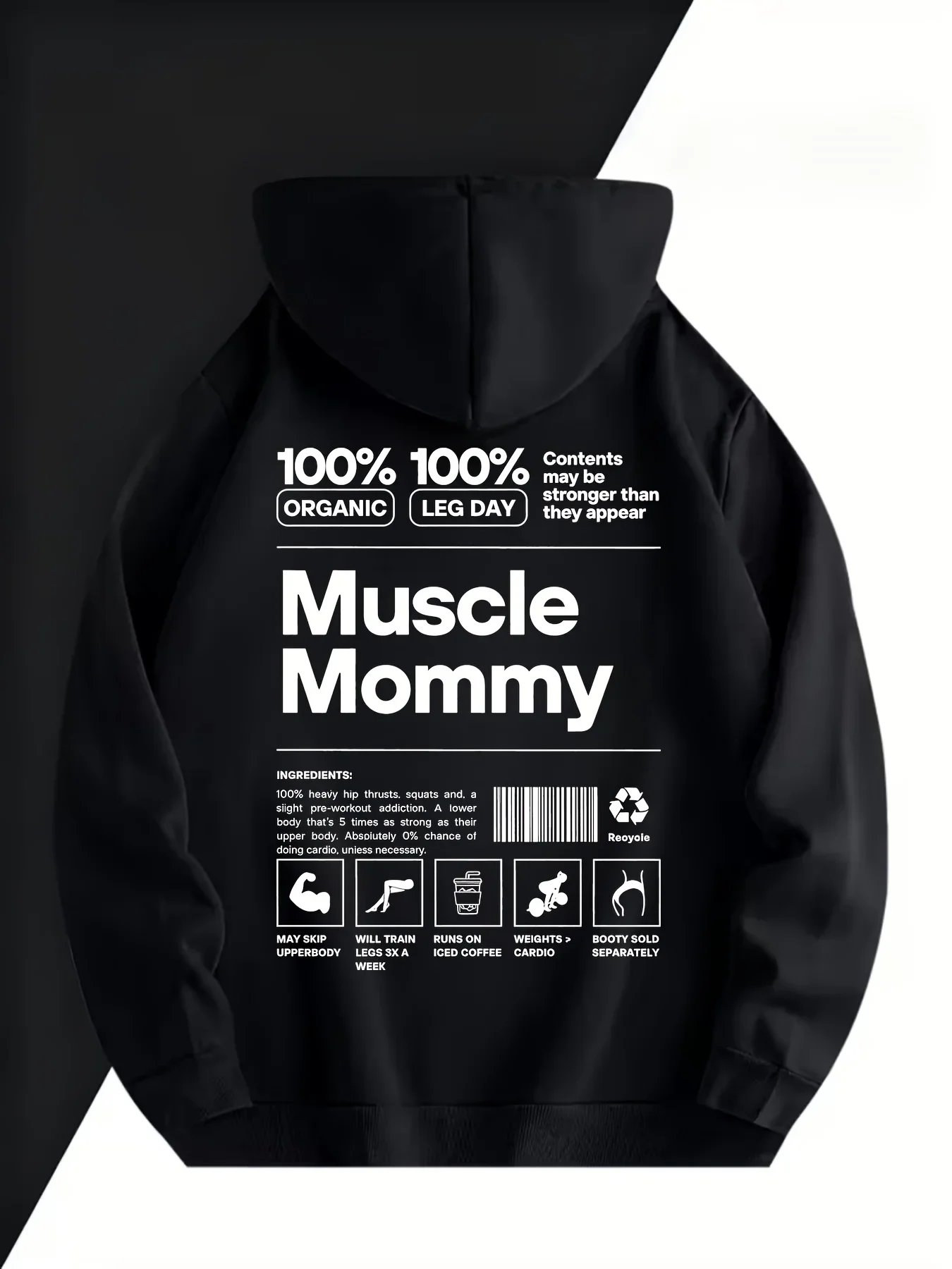 Men Muscle Mommy Graphic Hoodie Autumn Winter Fitness Gym Streetwear Back Print Loose Fleece Hooded Pullover Sweatshirt