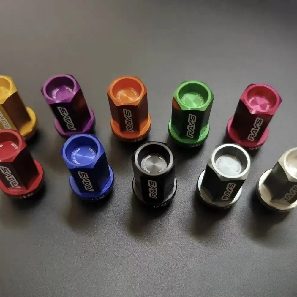 2026 Bestseller 20PCS Anti-Theft Wheel Lug Nuts RAYS Style M12x1.5 Forged 7075 Aluminum Alloy Lightweight Racing Car Modificatio