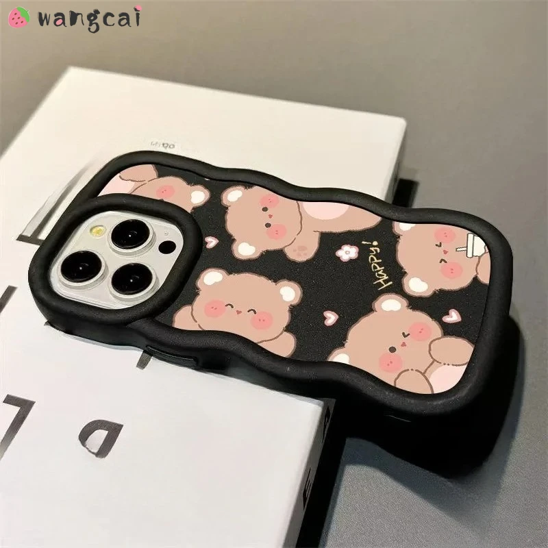Funda de teléfono con ondas 3D de macaron y oso lindo para Samsung Galaxy A04 A04S A04E M04 A03 Core A03S A02S M02S F02S J7 Pro Prime, funda suave