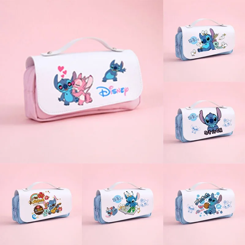 

Пенал Disney Stitch, большая вместительная сумка для карандашей, многофункциональный пенал для хранения канцелярских принадлежностей, аксессуары для школы