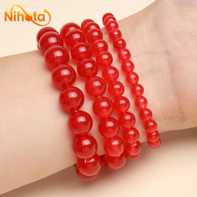 Natural Stone Red Quartzite Bracelets Women Men Craft Stretch Healing Brcelets Bangles For Girls Lovers Lucky Gifts 6/8/10/12mm