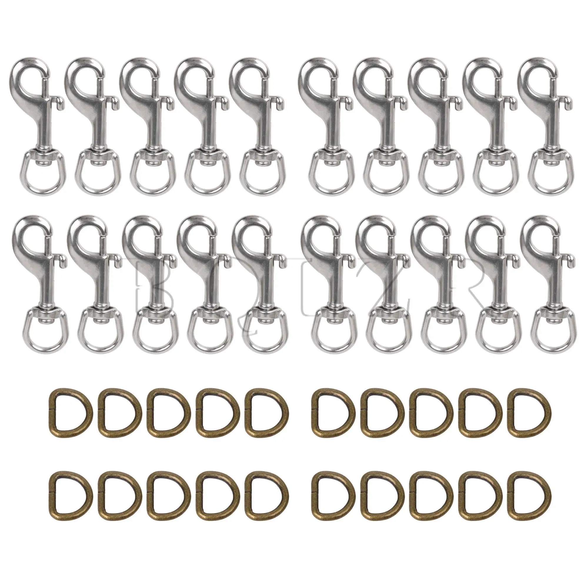 

BQLZR 20 Pcs Swivel-Eye Bolt Snap & 20Pcs 20mm ID D Buckle for Lifting Sling