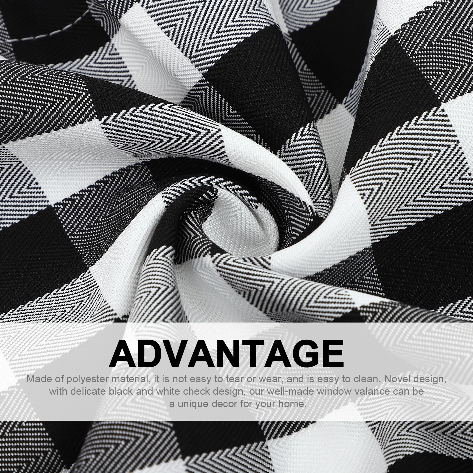 

Black White Check Buffalo Plaid Kitchen Valance Polyester Window Valance Curtain for Small Windows Bathroom Kitchen Living Room