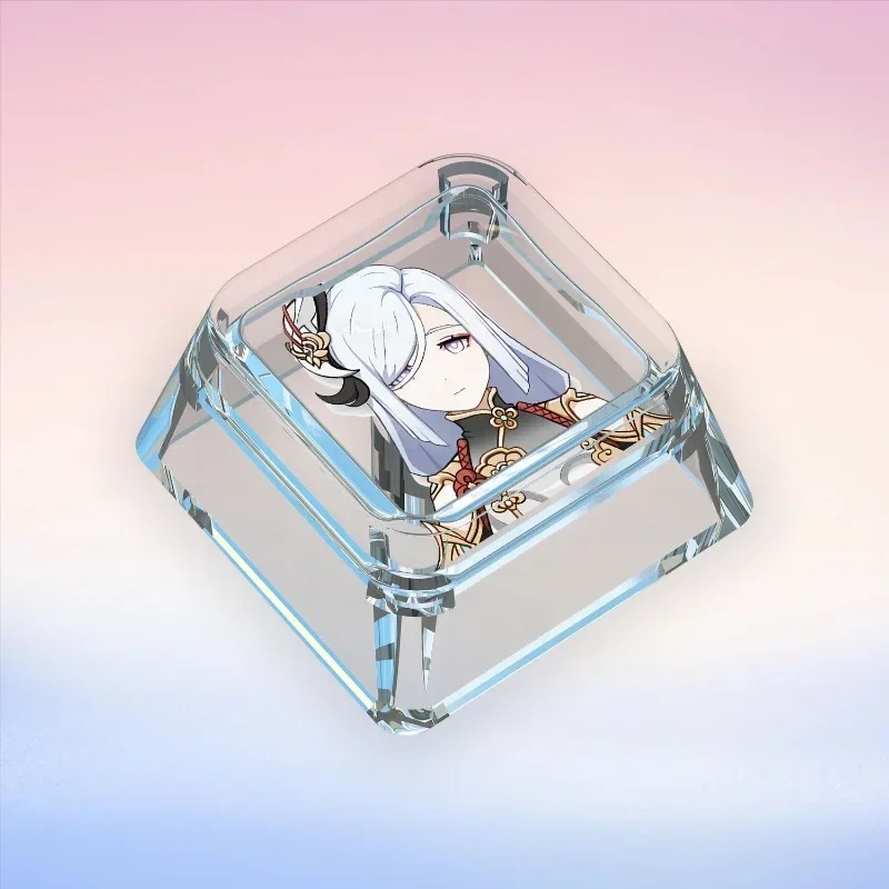 Genshin Impact Cartoon Anime Peripheral Cross Axis Single Personalized Transparent PC Keycap Cute Zhongli Jean Kaedehara Kazuha