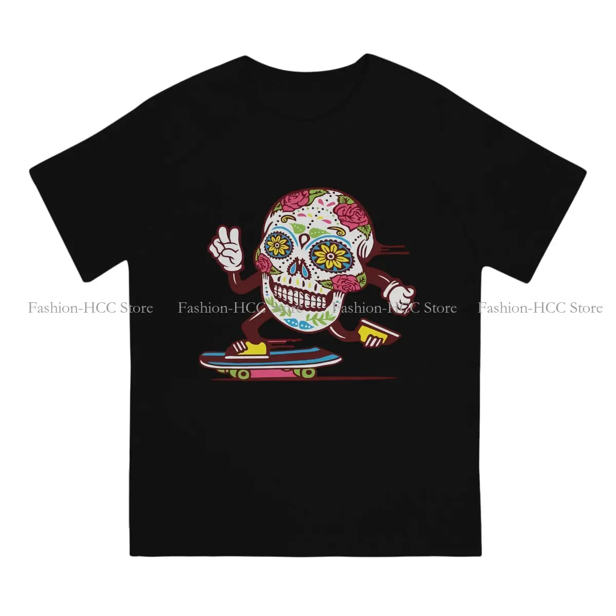 Skateboard Polyester TShirts Flowers Print Homme T Shirt Hipster Clothing