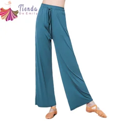 Pantaloni da ballo classici pantaloni da ballo moderni da donna pantaloni da allenamento morbidi e confortevoli per Yoga pantaloni da allenamento per rima con coulisse elegante 3XL