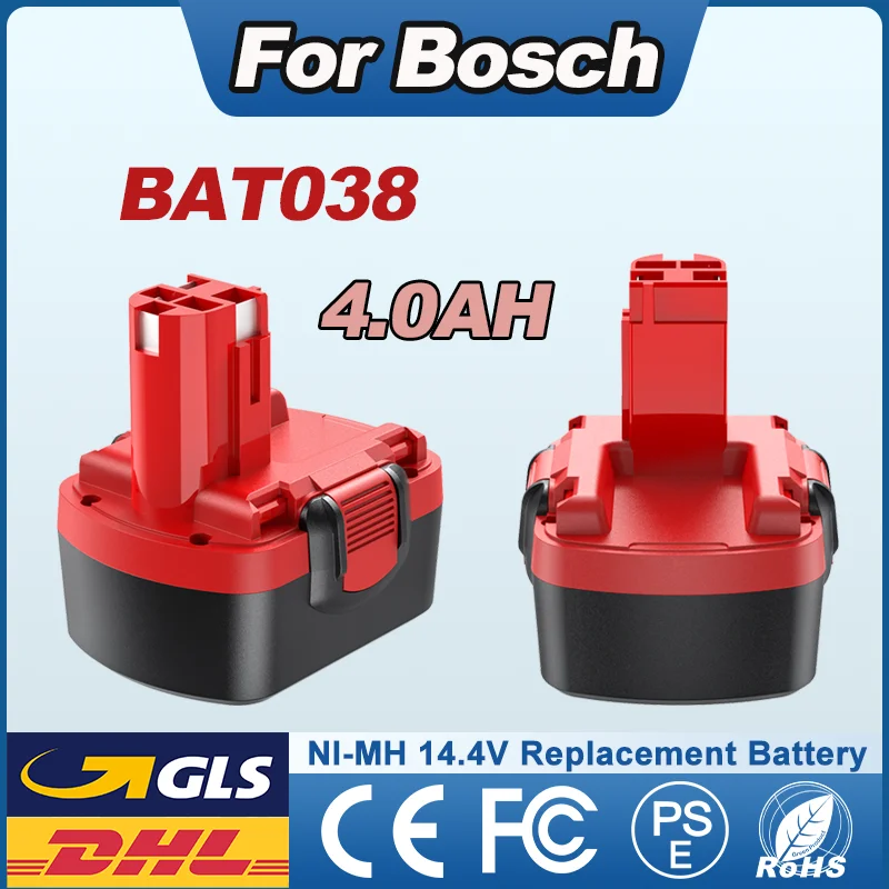 Batterie rechargeable 14,4 V 4000 mAh pour outils électriques Bosch BAT038 BAT040 BAT140 BAT159 BAT041 3660K NI-MH PSR GSR GWS GHO