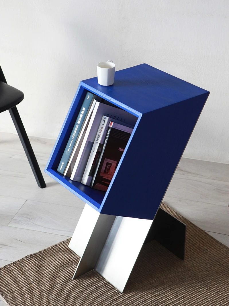 Modern minimalist Klein Blue solid wood sideboard metal side table