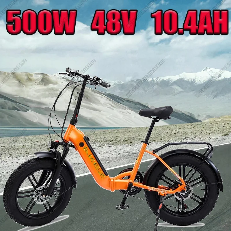 

KAEZ Electric Bike 500W Motor 48V13AH Lithium Battery City Trip Off-road Ebike 20 Inch Fat Tire Aldult Mountain Electric Bicycle