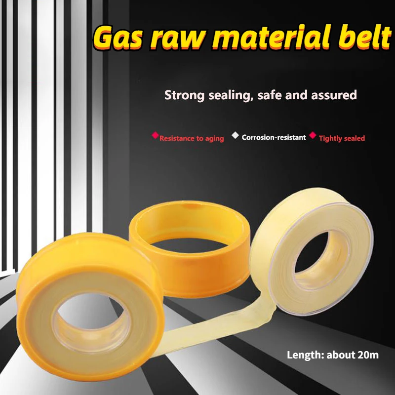 1PCS Natural Gas Joint Raw Material Tape Domestic Gas Oil Free Sealing Tape Pipe Thread Connection PTFE Raw Tape 20m