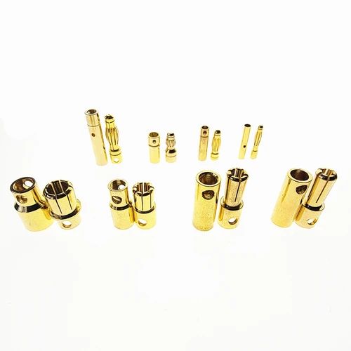 5/10 pares 2MM 3MM 3,5 MM 4MM 5mm 5,5mm 6mm 8mm chapado en oro macho hembra conector tipo bala Banana para Motor de batería ESC