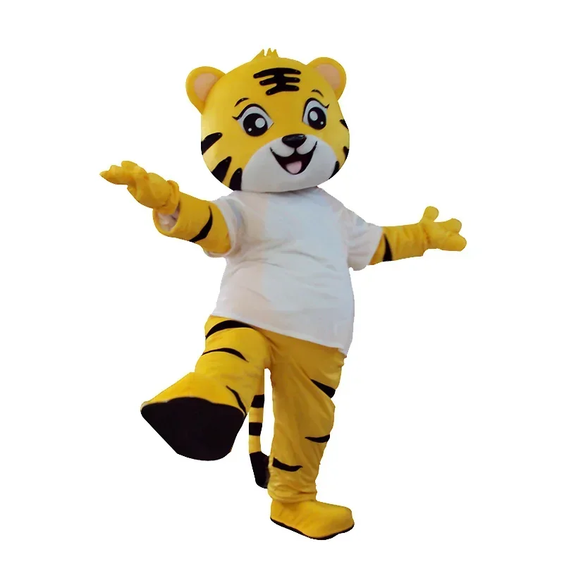 Disfraz de Mascota de dibujos animados de Tigre, camiseta de Cosplay, espectáculo de escenario, ceremonia publicitaria, vestido de fantasía, fiesta, Animal, accesorios de actuación de Carnaval