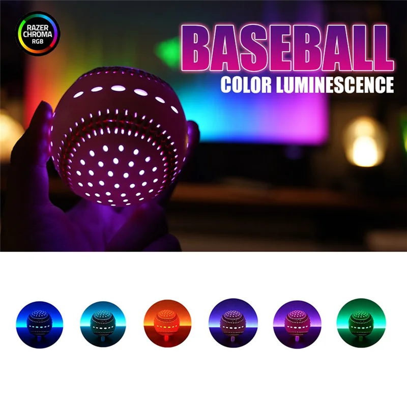 A48F-Light Up البيسبول، 9 بوصة يتوهج في الظلام البيسبول، ممارسة الرمي الليلي للترفيه الرياضي العائلي