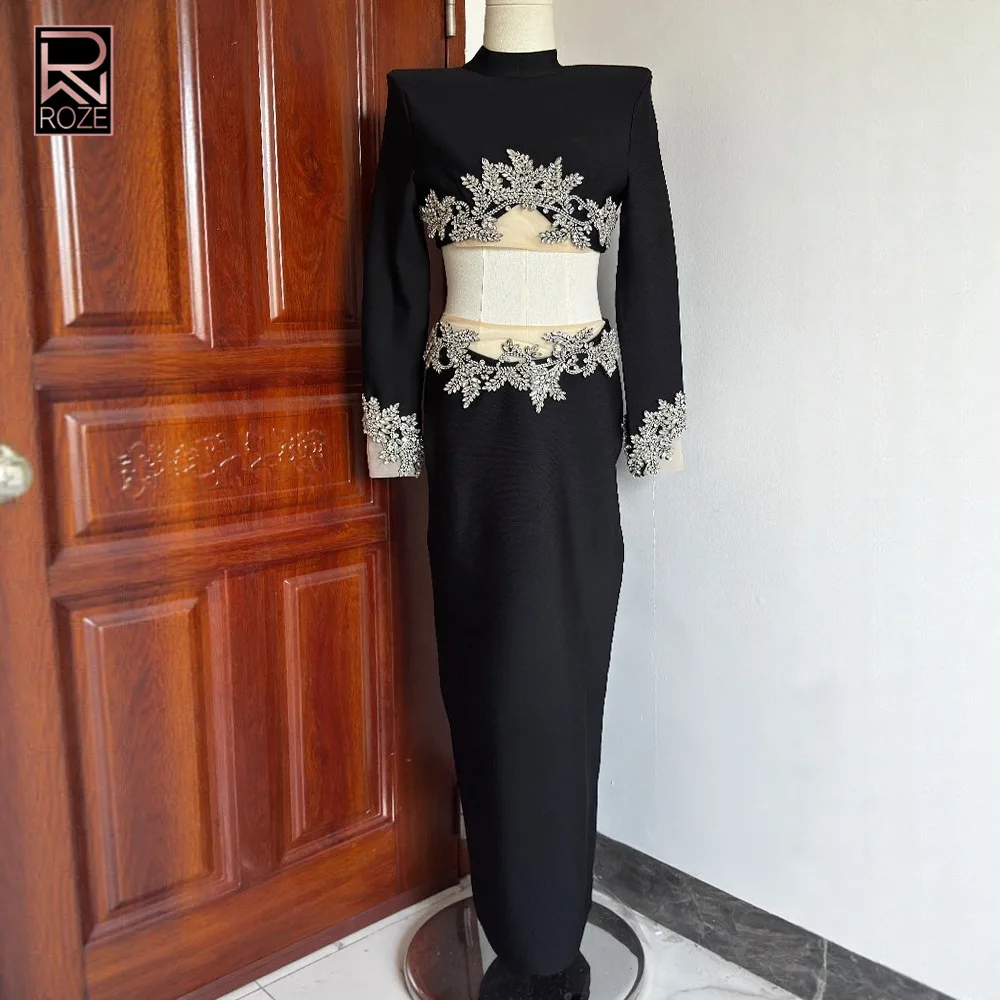 

Блестящий комплект из двух предметов: бандажная юбка и топ с длинными рукавами, дерзкий образ в стиле Y2K для вечеринок, ночных выходов и повседневной носки, женская модная комплектация