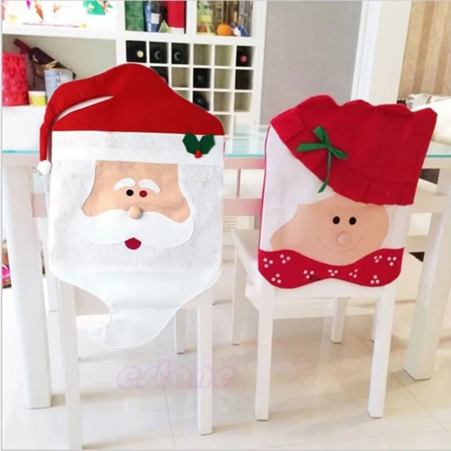 Christmas Chair Covers Santa Chair Slipcover Suit Xmas Chair Back Cover  Party Kitchen Decorations Holiday Room Chair Covers