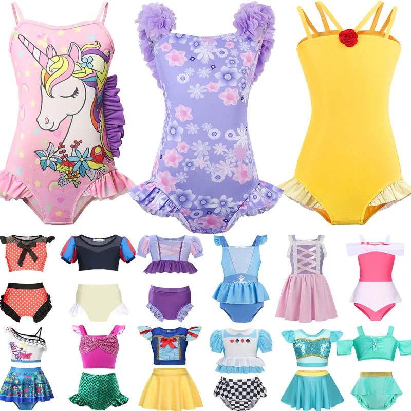 

2024 Summer Girls Swimsuit Cute Swimming Outfit Elsa Anna Swimsuit Baby Girls Bathing Suit 2-10 Years Kids Princess Swimwears