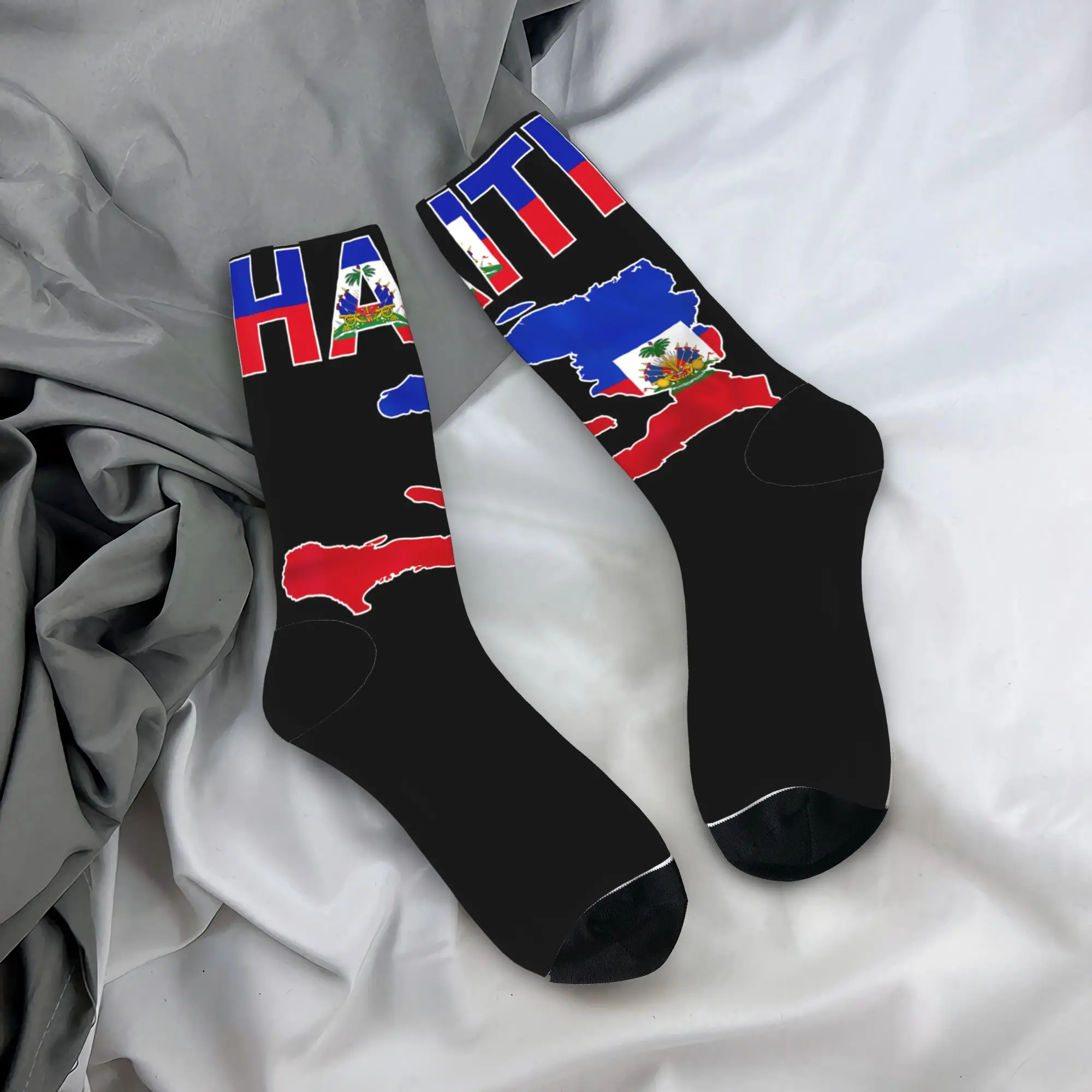 

Happy Haitian Flag Day Cool Haiti Flag Map Haitian Socks Design Stockings Anti Sweat Socks Medium Soft Casual Sports Socks