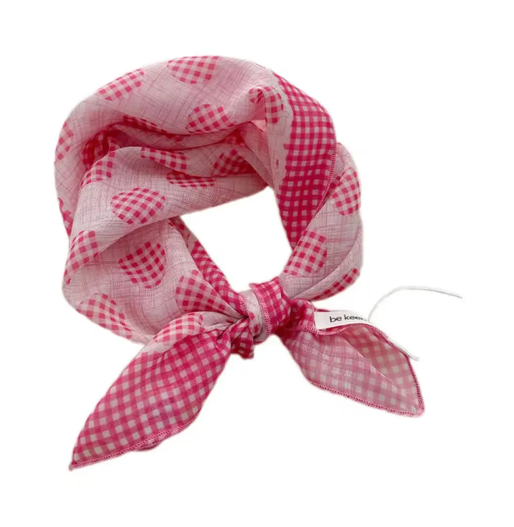 Fresh Breathable Women's Soft Artistic Decoration Small Scarfs Japanese Retro Versatile Floral Cotton Linen Small Square Scarfs