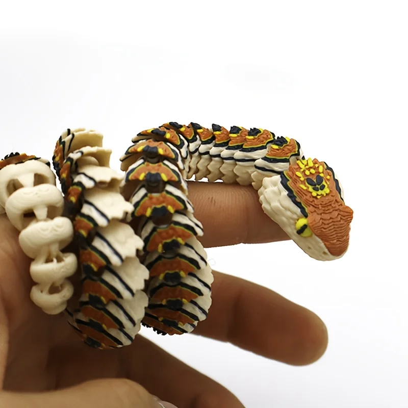 Realistic 3D Printed Viper Figurine - Flexible and Freely Movable - Portable and Easy to Carry