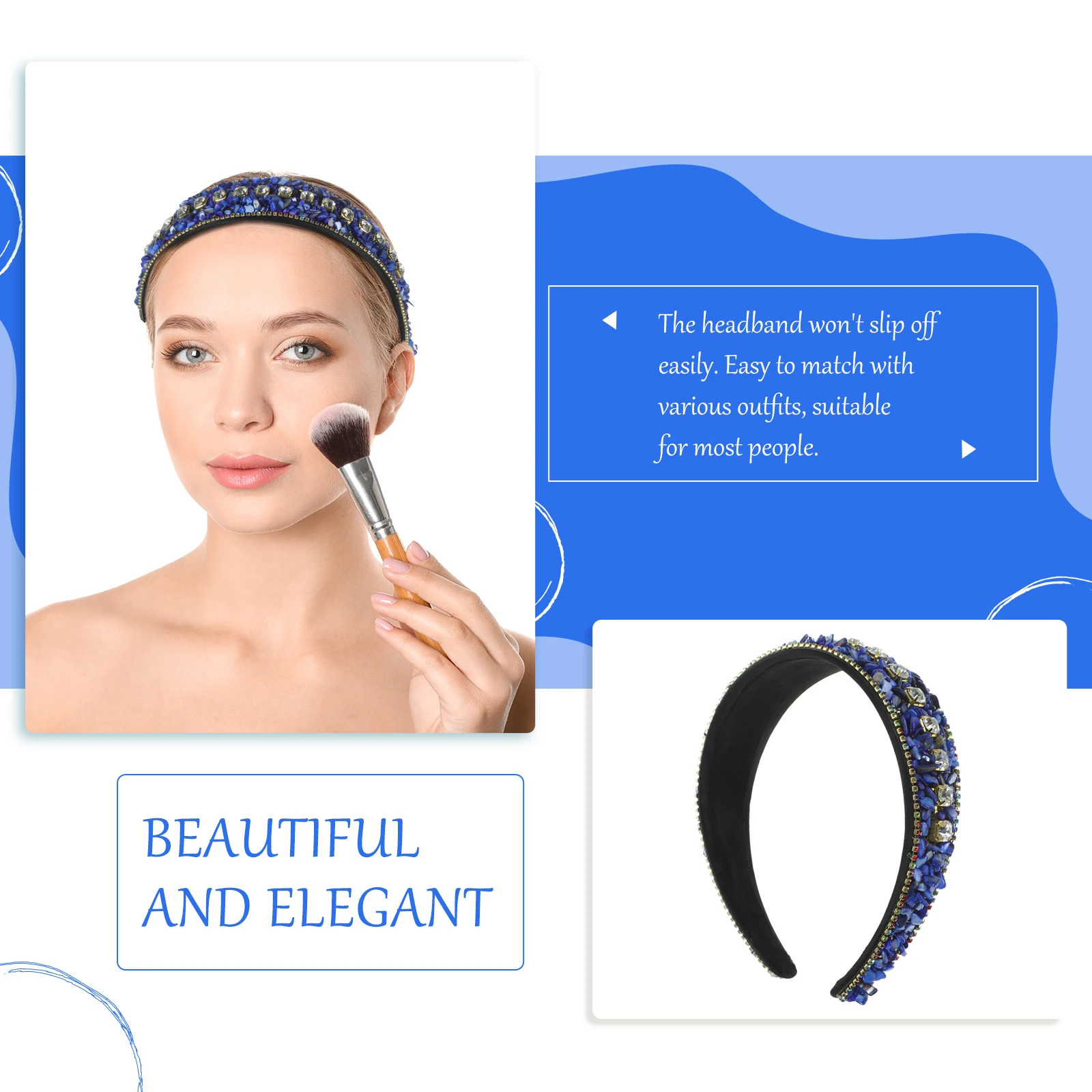 

Wide Rhinestone Headb for Girls Women Hairb Statement Fashion Crystal Embellished Luxurious Sparkly Design Match Clothes