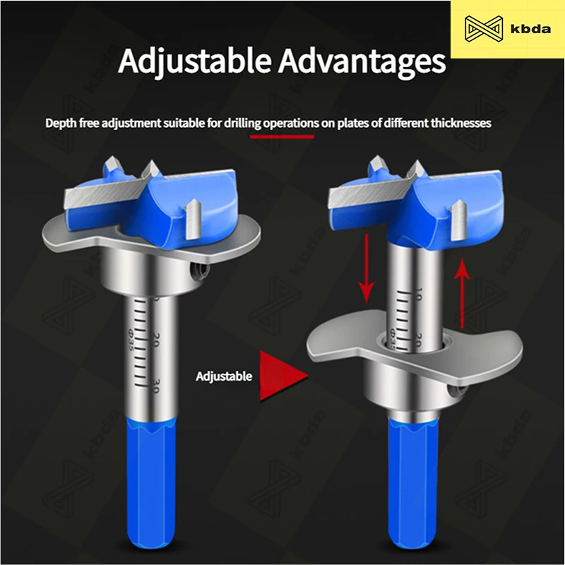 KBDA Woodworking Tool Adjustable Positioning 35mm Hinge Special Woodworking Alloy Hole Opener Hinge Drill Bit Forstner Drill Bit