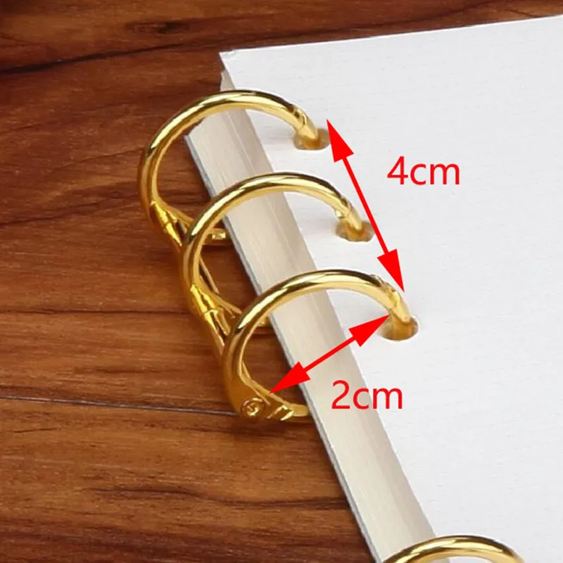 Metal kaplama gevşek yaprak kitap Binder menteşeli halka bağlama yüzükler nikel masa takvimi daire 3 halkalar kart anahtar albümü