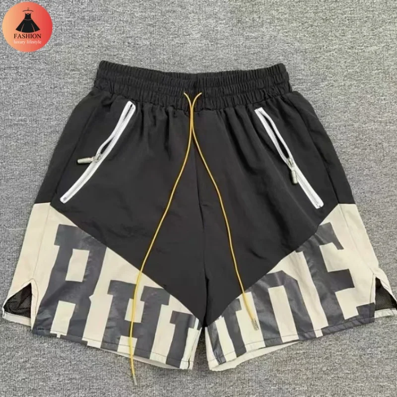 High Quality Summer Sports Fitness Loose Splice Printed Casual Shorts Vacation Beach Mens Womens Shorts