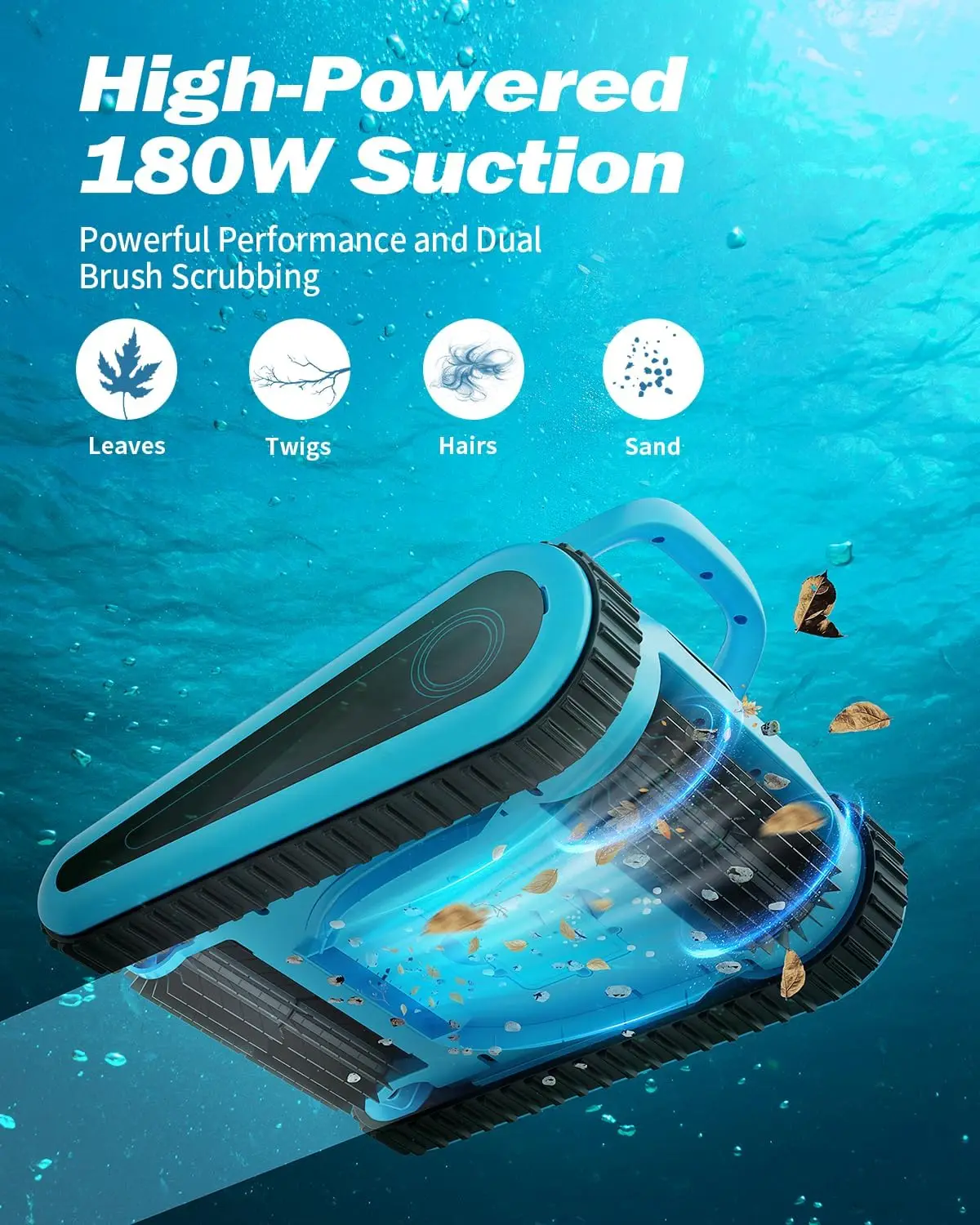 Pool Vacuum for Pools: Cordless Automatic Robotic Pool Cleaners for Swimming Pool Wall and Waterline Cleaning wi