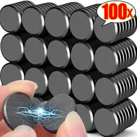 10/100PCS Magnetic Sheets Small Round Rubidium Magnets Sheet Black Magnet Fridge Whiteboard Sticker DIY Home Office School Decor