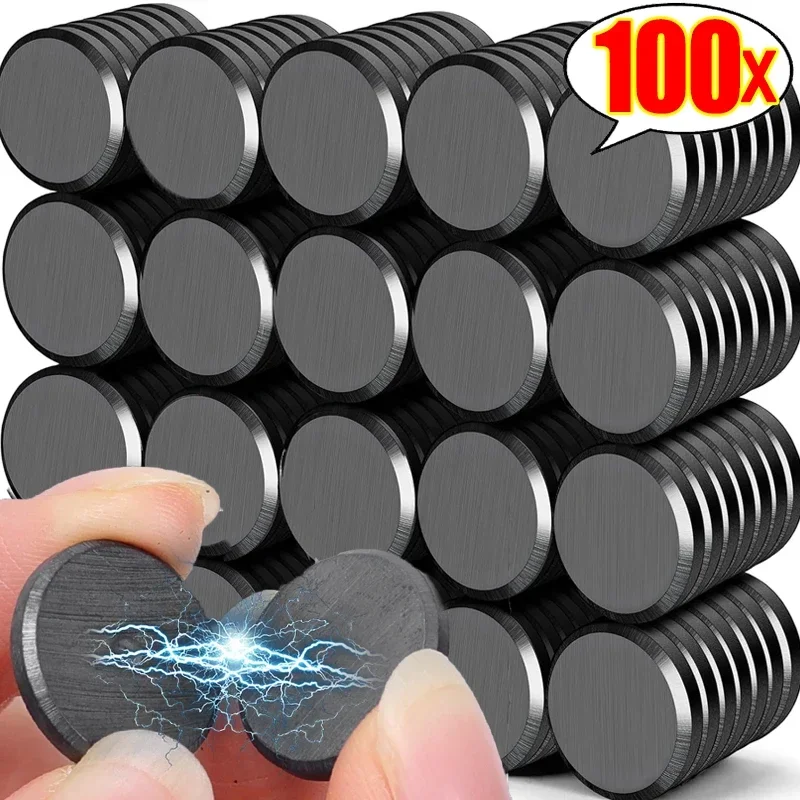 10/100PCS Magnetic Sheets Small Round Rubidium Magnets Sheet Black Magnet Fridge Whiteboard Sticker DIY Home Office School Decor