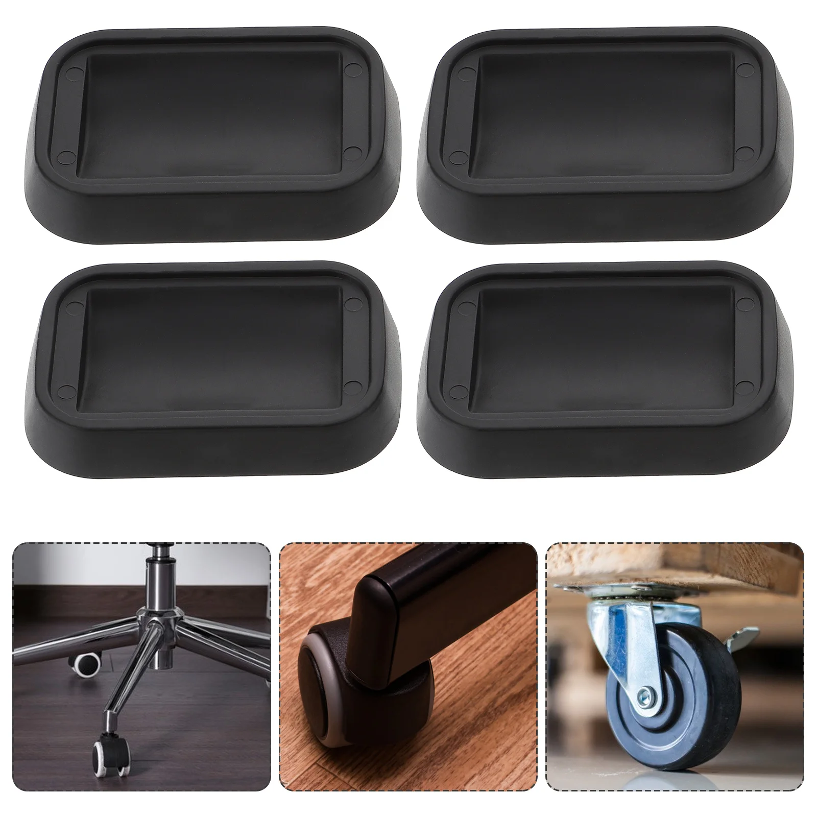 

8Pcs Furniture Caster Cups Rubber Square Anti-Slip Bed Stoppers Protect Floors Hardwood Carpet Laminate Tile Bed Stoppers