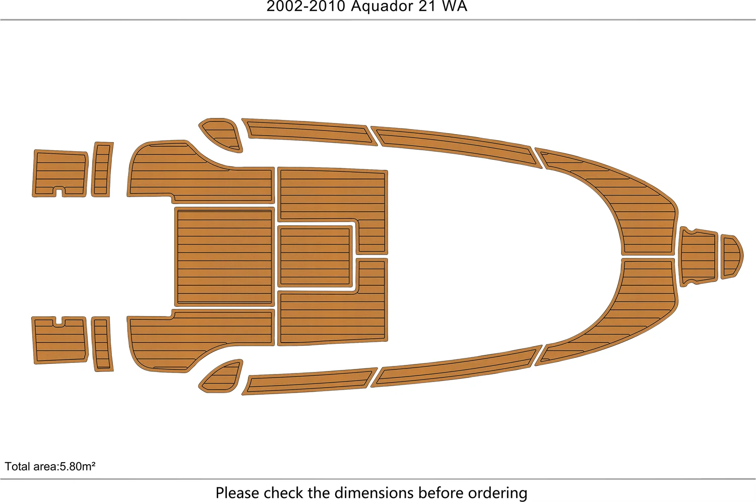 Eva foam Fuax teak seadek marine floor For 2002-2010 Aquador 21 WA  Cockpit Swim platform 1/4