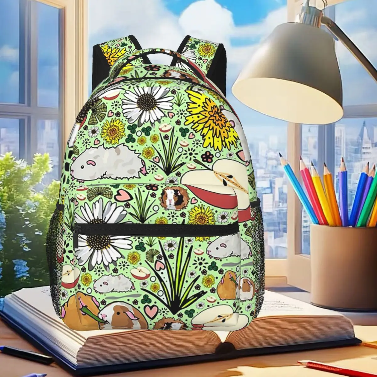 

Cute Guinea Pig Face Pattern Backpack Student Boys Girls BookBag Kids School Bag Laptop Shoulder Bags for Men Women