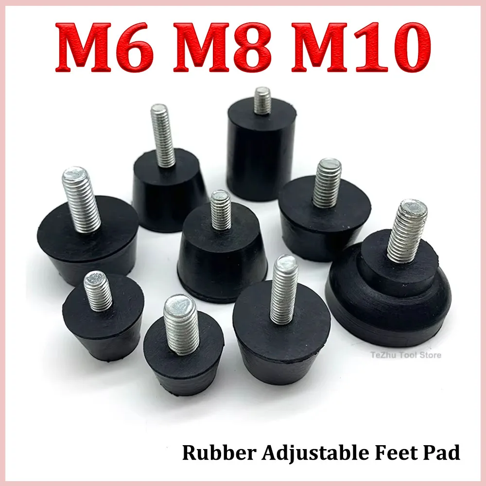 M6 M8 M10 Rubber Adjustable Feet Pad With Screw Table Chair Balck Leveling Foot Pad Furniture Leg Anti-shock Protections