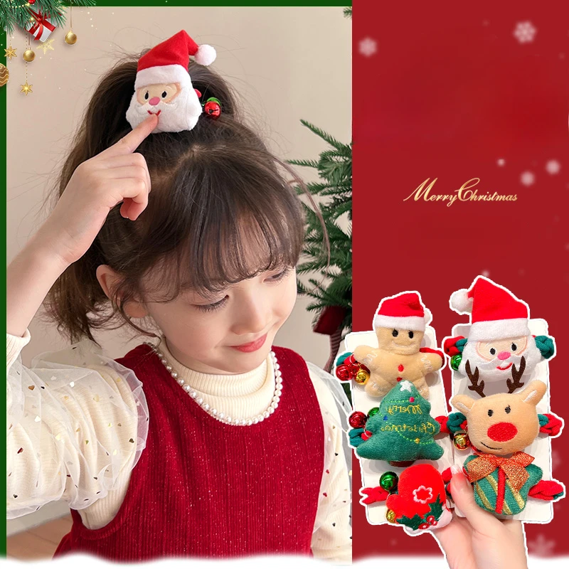 Santa Claus Elastic Hair Band Girls Cute Scrunchies Rubber Bands for Christmas Hair Accessories Hair Ropes Ties Ponytail Holder