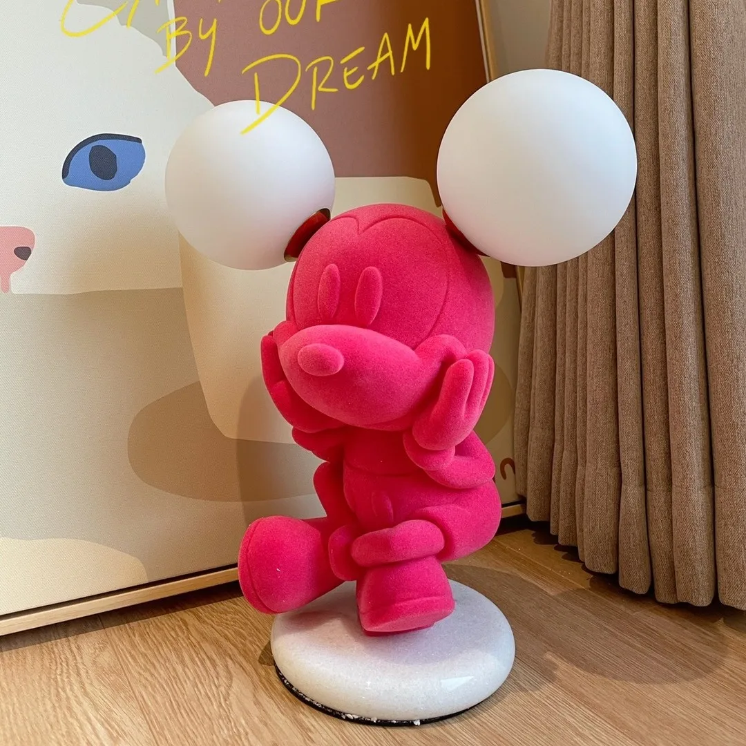 Disney Mickey Mouse Night Light Creative Minnie 3 Colors Dimmable Lamp Modern Minimalist Living Room Bedroom Bedside Decor 35cm