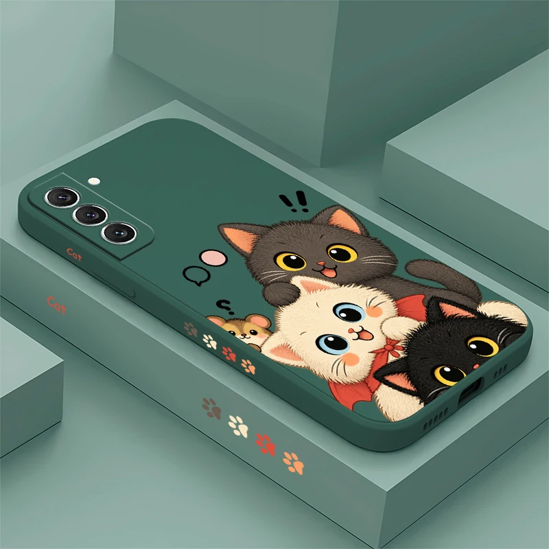 Cute Funny Cat Pattern Case For Samsung Galaxy S26 FE S25 S24 S23 S22 S21 S20 Plus Ultra Edge Drop Resistant Silicone Cover Etui