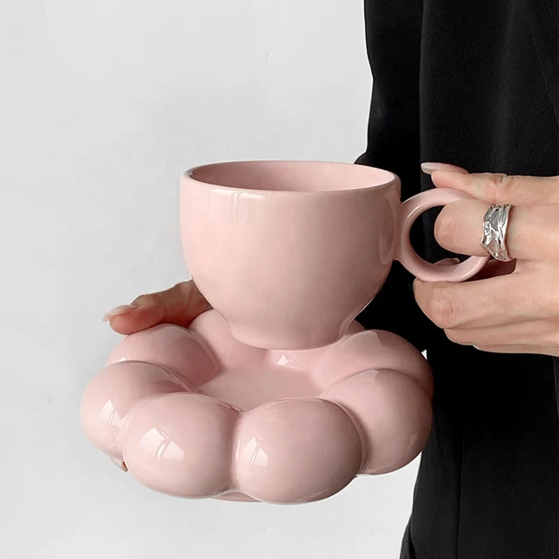 List sunflower coffee cup wedding birthday gift ceramic cloud tea milk latte cup with saucer
