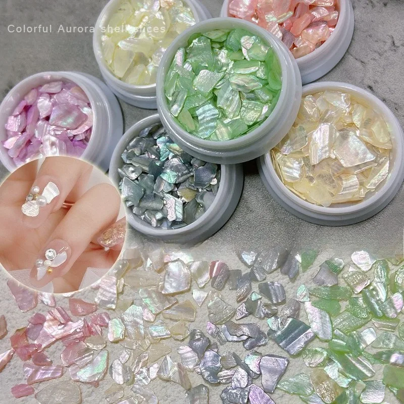 1Pc Iridescent Polished Abalone Shell Fragments Ocean Wave Texture Nail Sequins Aurora Flakes DIY UV Gel Nail Manicure Decor