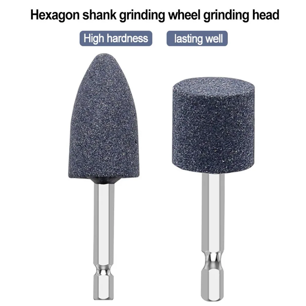 2pcs For Stone Polishing Grinding Wheel Hex Shank Corundum Sharpening Head Drill Tool Machine Metal Grinder Rotating Cone