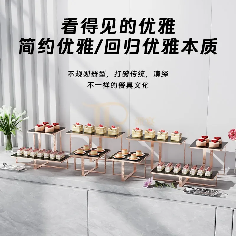 Stainless steel dessert table display stand buffet snack stand hotel afternoon tea wedding banquet cake snack fruit plate