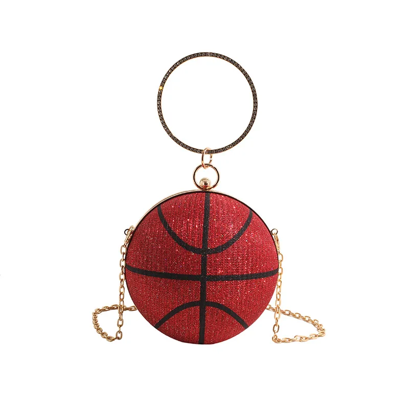 Nieuwe Luxe Diamant Basketbal Clutch Tassen Voor Vrouwen Voetbal Vorm Trouwfeest Portemonnee En Handtas Goud Zilveren Avondtas