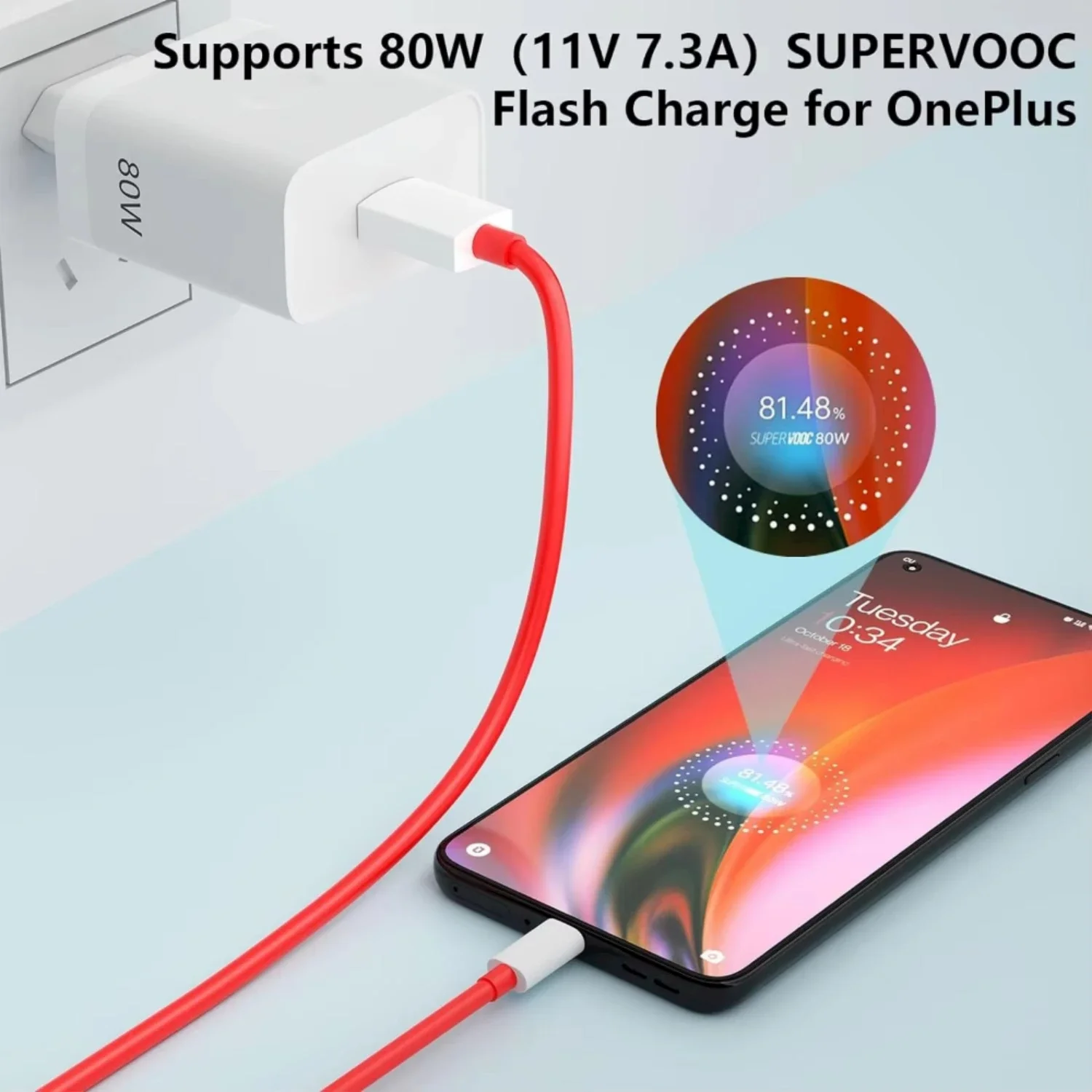 80/100W Type C USB SUPERVOOC 2.0 Fast Charging Cable For OnePlus 9R 10 Pro 10R 11 11R 12 13 Nord 2T 3 CE USB C Cable image 6