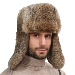 Faux Fur Trooper Hat Winter Trapper Hat Windproof Warm Hats with Earflaps Headwear for Men Cold Weather Skiing